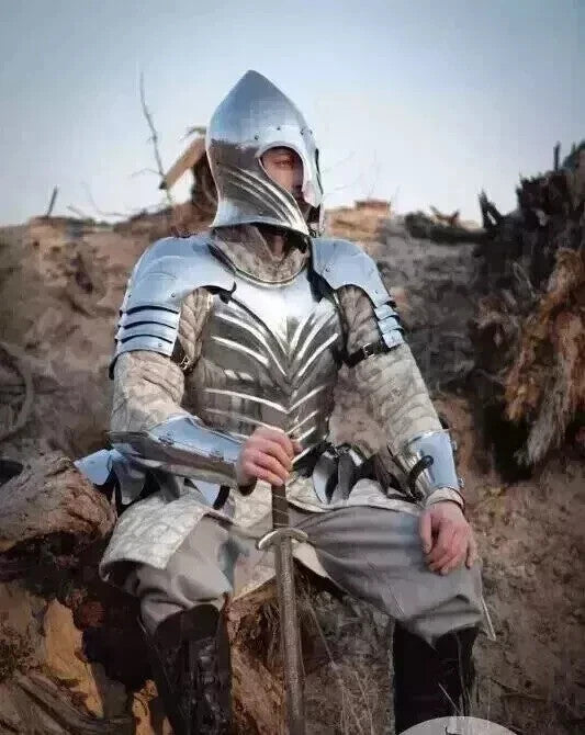 Medieval Knight Full Plate Armour — Steel Suit & Helmet