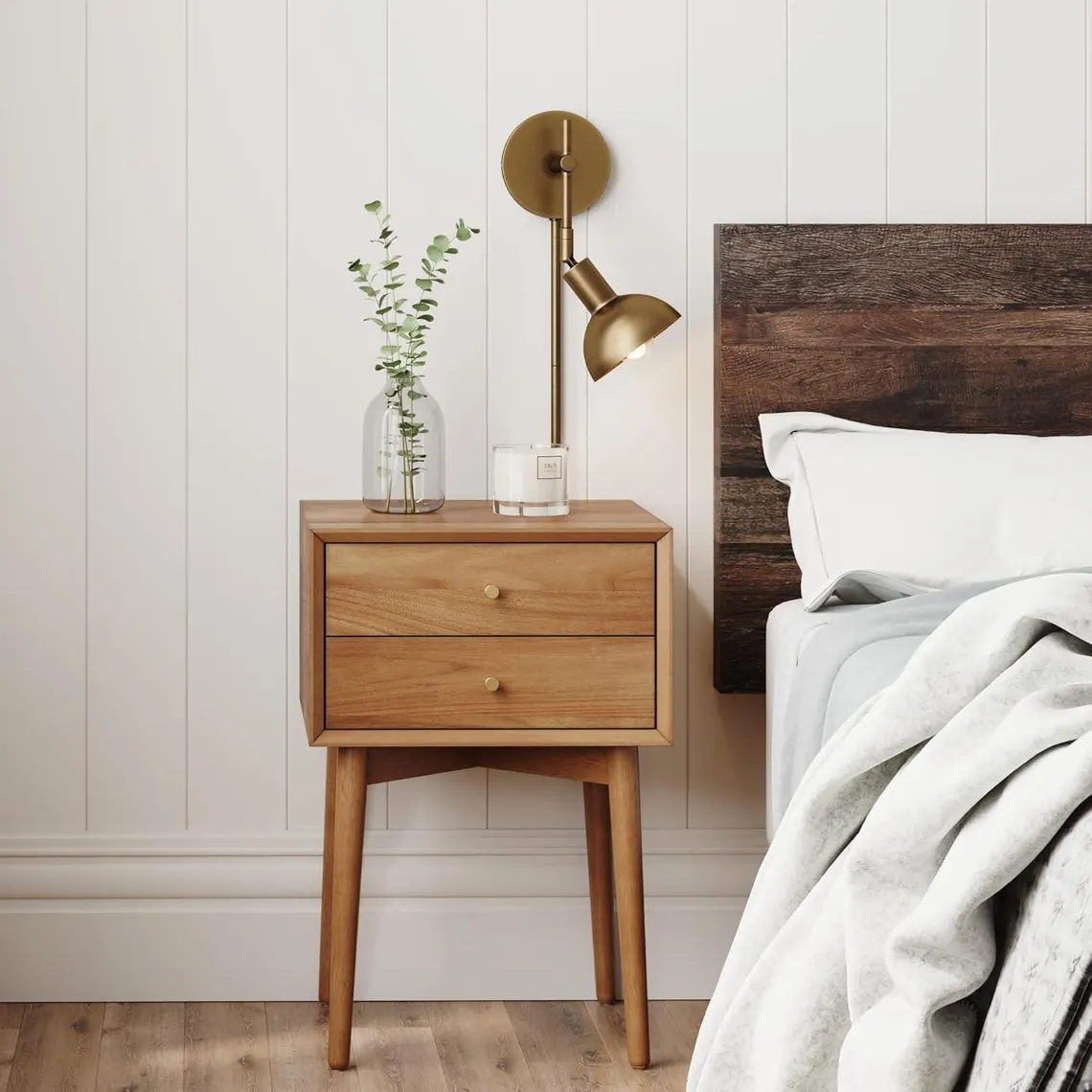 Modern Brass Dome Wall Sconce — Adjustable Plug-In or Hardwired Wall Light