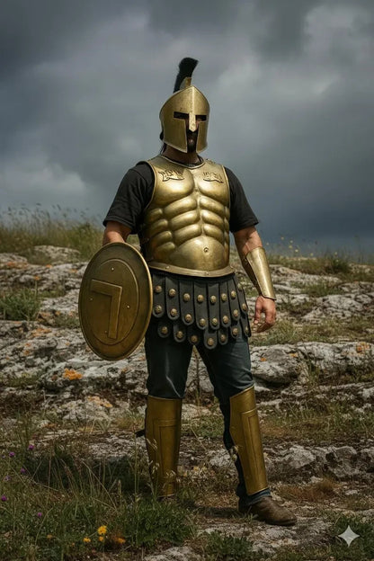 King Leonidas Spartan Warrior Costume — Brass & Gold
