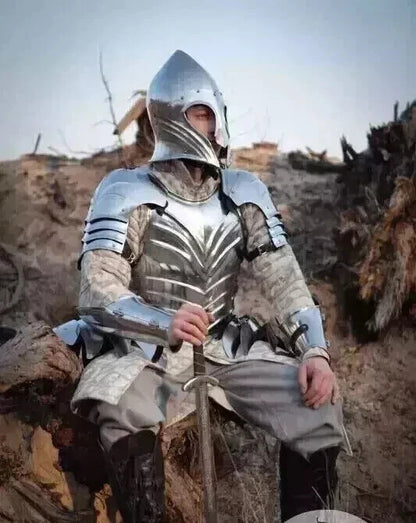Medieval Knight Full Plate Armour — Steel Suit & Helmet