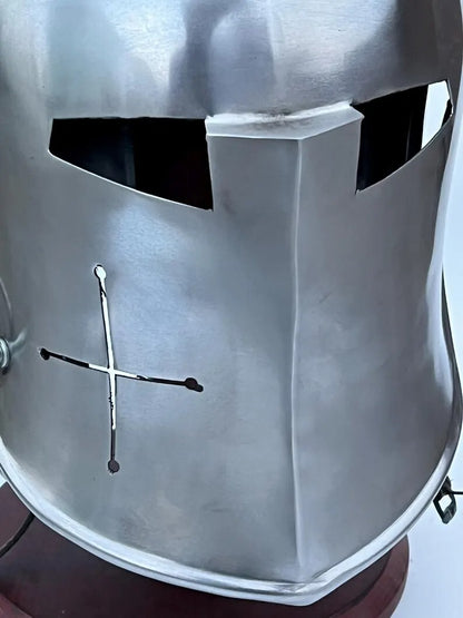 Medieval Barbuta Helmet — 18ga Visored Steel