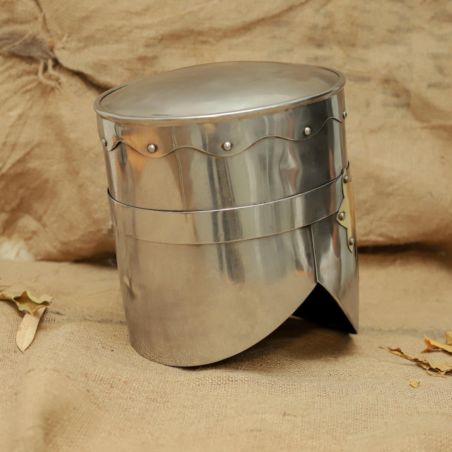 Crusader Templar Great Helmet — Brass Cross