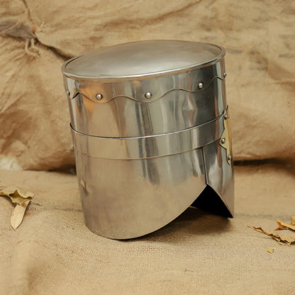 Crusader Templar Great Helmet — Brass Cross