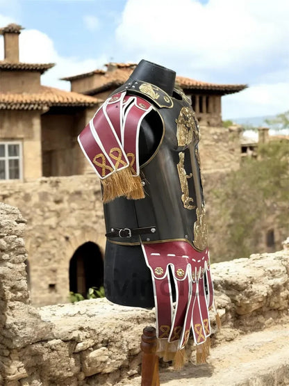 Roman General Muscle Cuirass — Black Steel & Gold