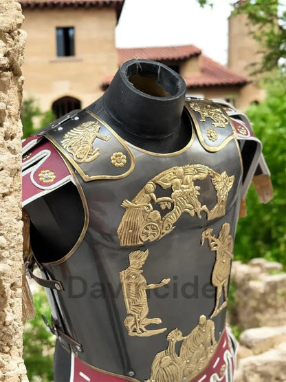 Roman General Muscle Cuirass — Black Steel & Gold