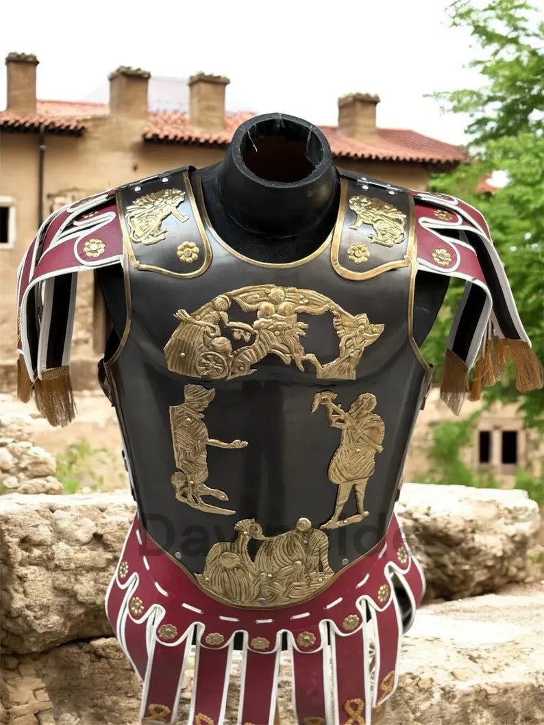 Roman General Muscle Cuirass — Black Steel & Gold