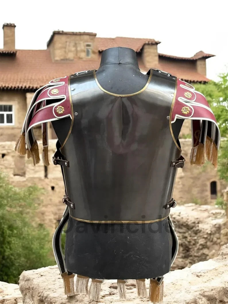 Roman General Muscle Cuirass — Black Steel & Gold