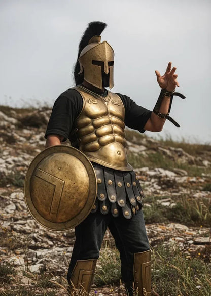 King Leonidas Spartan Warrior Costume — Brass & Gold