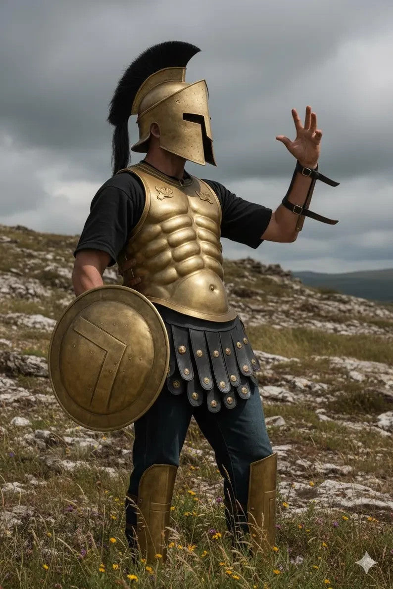 King Leonidas Spartan Warrior Costume — Brass & Gold